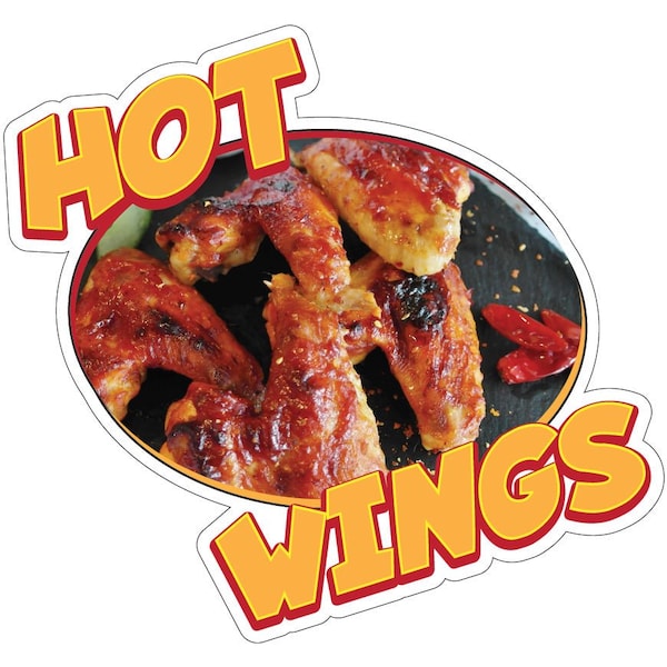 Signmission Hot Wings Decal Concession Stand Food Truck Sticker, 8" x 4.5", D-DC-8 Hot Wings19 D-DC-8 Hot Wings19 - main